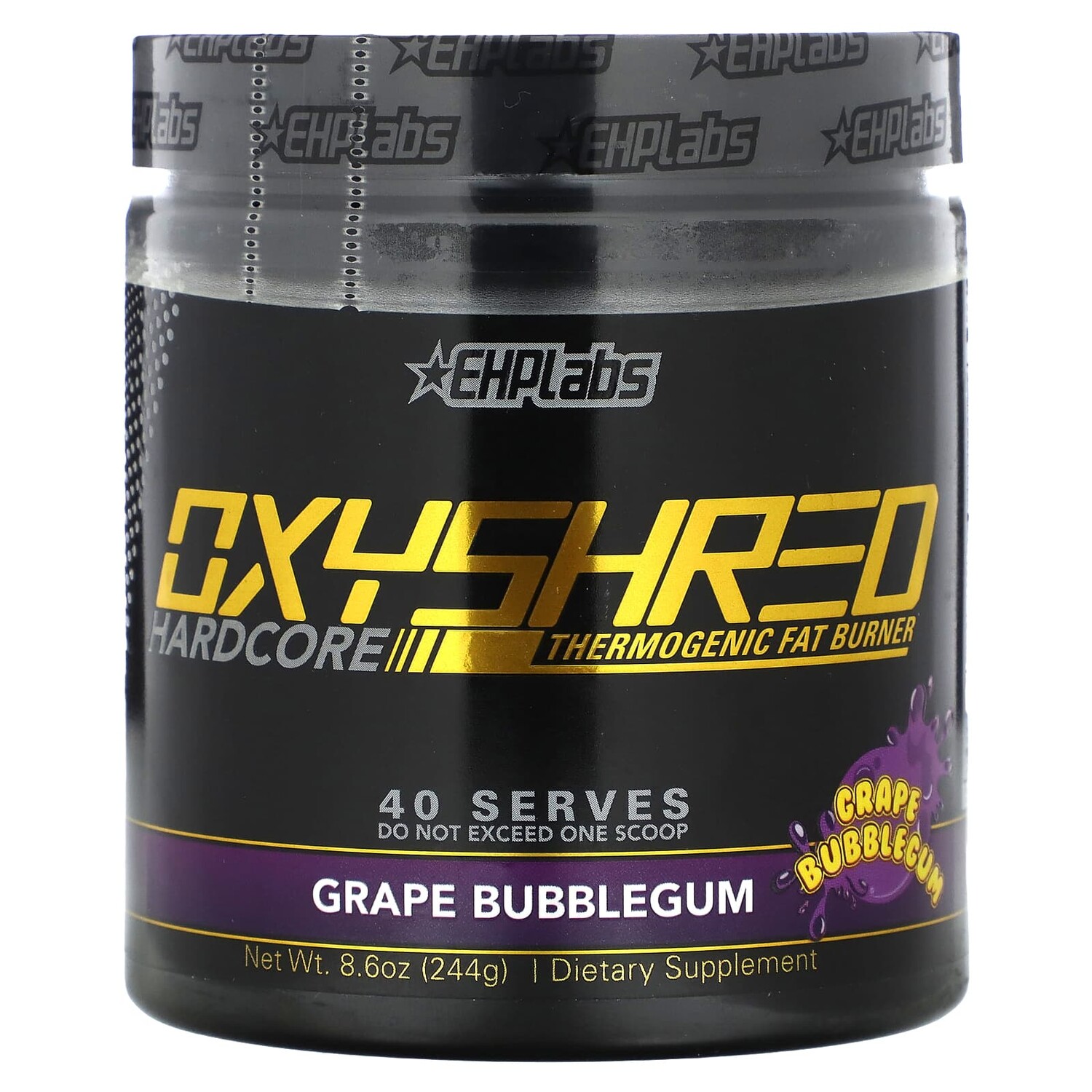 Oxyshred, Hardcore Thermogenic Fat Burner, виноградная жвачка, 244 г (8,6 унции), EHPlabs
Oxyshred, Hardcore Thermogenic Fat Burner, виноградная жвачка, 244 г (8,6 унции), EHPlabs