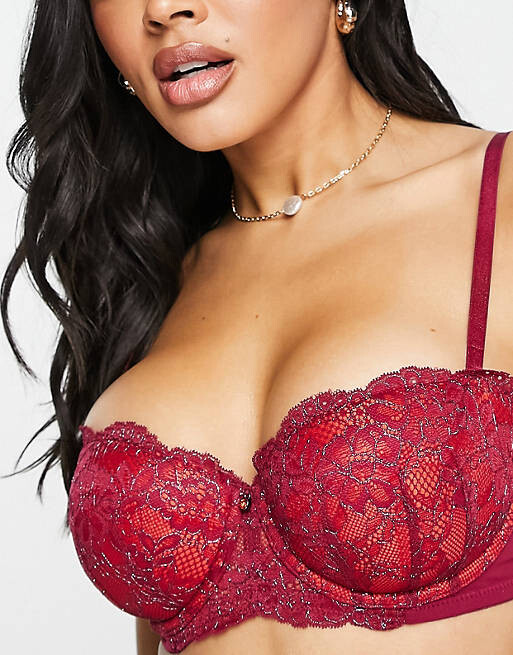 Бордово-красный кружевной бюстгальтер-балконет Ann Summers Sexy с металлизированной нитью
Бордово-красный кружевной бюстгальтер-балконет Ann Summers Sexy с металлизированной нитью