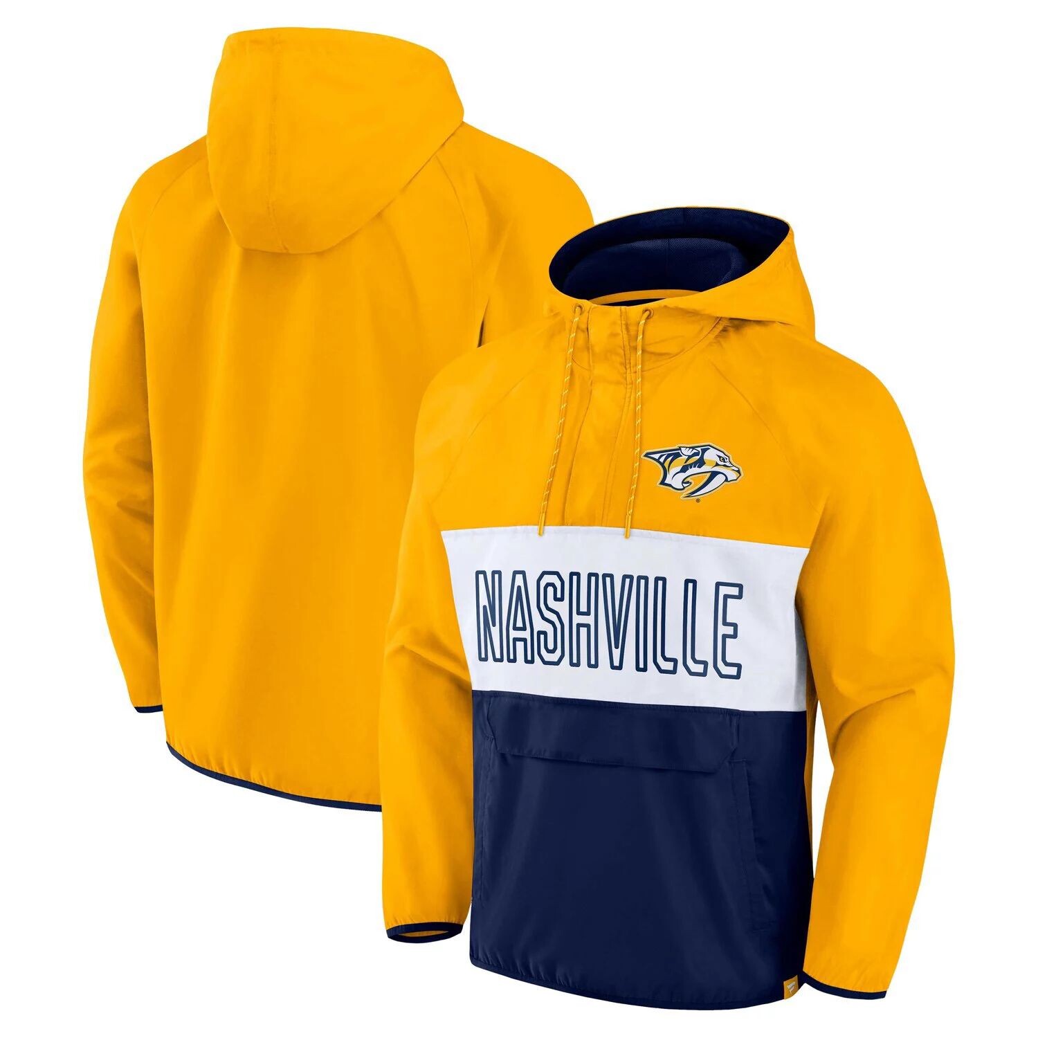 Мужской фирменный анорак золотистого/темно-синего цвета с капюшоном Nashville Predators, стрелок наотмашь, защитник, анорак, толстовка с капюшоном, куртка с молнией на четверть Fanatics, Синий
Мужской фирменный анорак золотистого/темно-синего цвета с капюшоном Nashville Predators, стрелок наотмашь, защитник, анорак, толстовка с капюшоном, куртка с молнией на четверть Fanatics, Синий