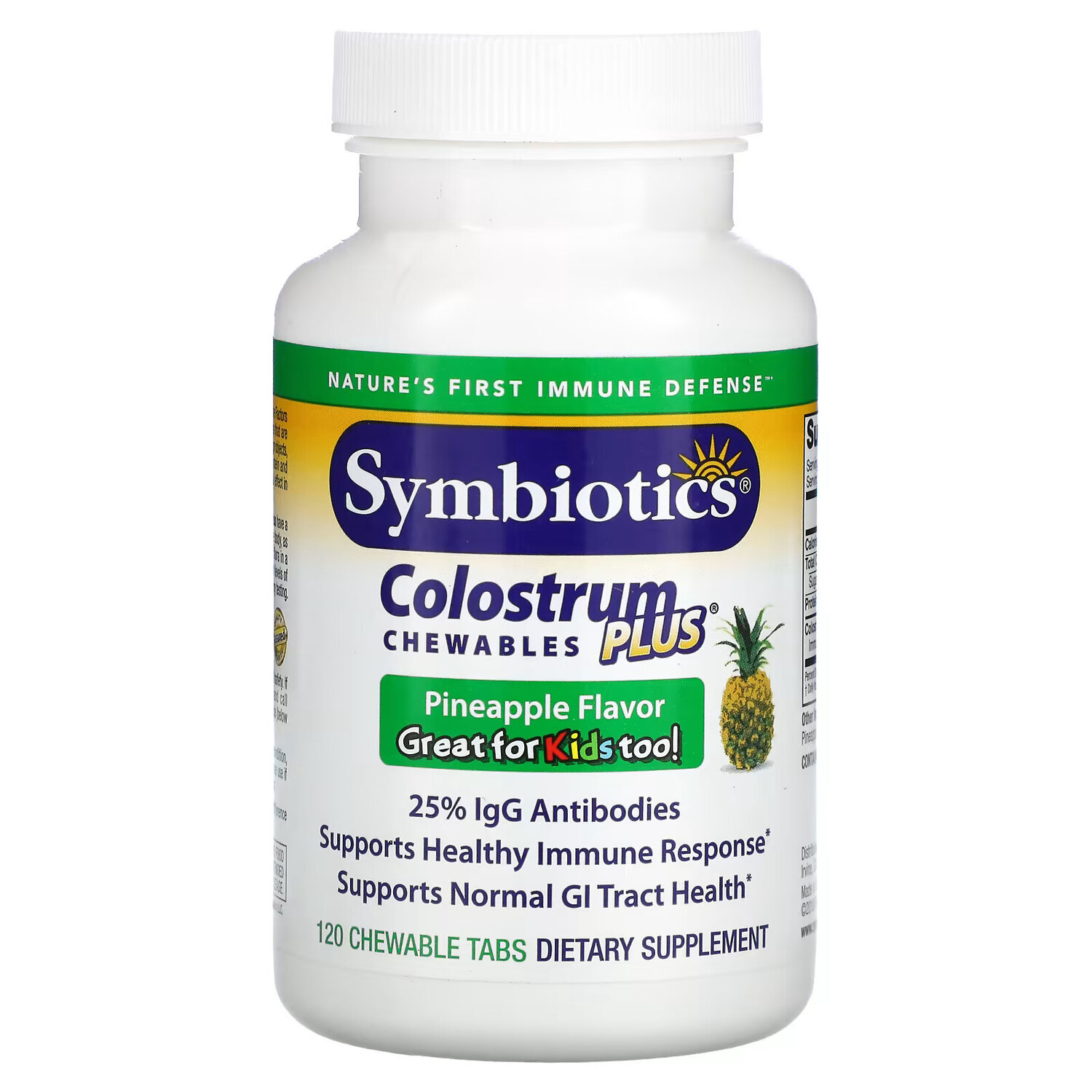 Symbiotics, Colostrum Plus, симбиотики из молозива, со вкусом ананаса, 120 жевательных таблеток
Symbiotics, Colostrum Plus, симбиотики из молозива, со вкусом ананаса, 120 жевательных таблеток