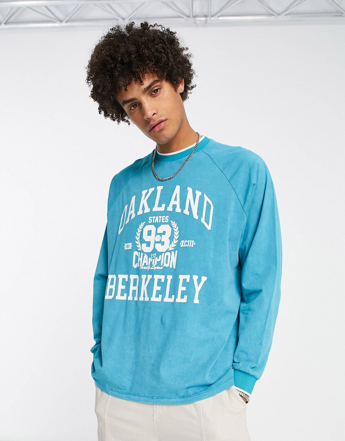 Голубая оверсайз-футболка с длинным рукавом ASOS DESIGN с принтом в стиле колледжа и окантовкой, Синий
Голубая оверсайз-футболка с длинным рукавом ASOS DESIGN с принтом в стиле колледжа и окантовкой, Синий