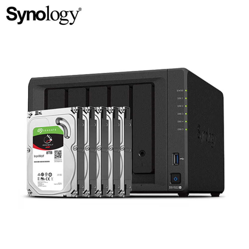 Сетевое хранилище Synology DS1522+ 5-дисковое с Seagate Cool Wolf IronWolf ST8000VN004 емкостью 8 ТБ
Сетевое хранилище Synology DS1522+ 5-дисковое с Seagate Cool Wolf IronWolf ST8000VN004 емкостью 8 ТБ