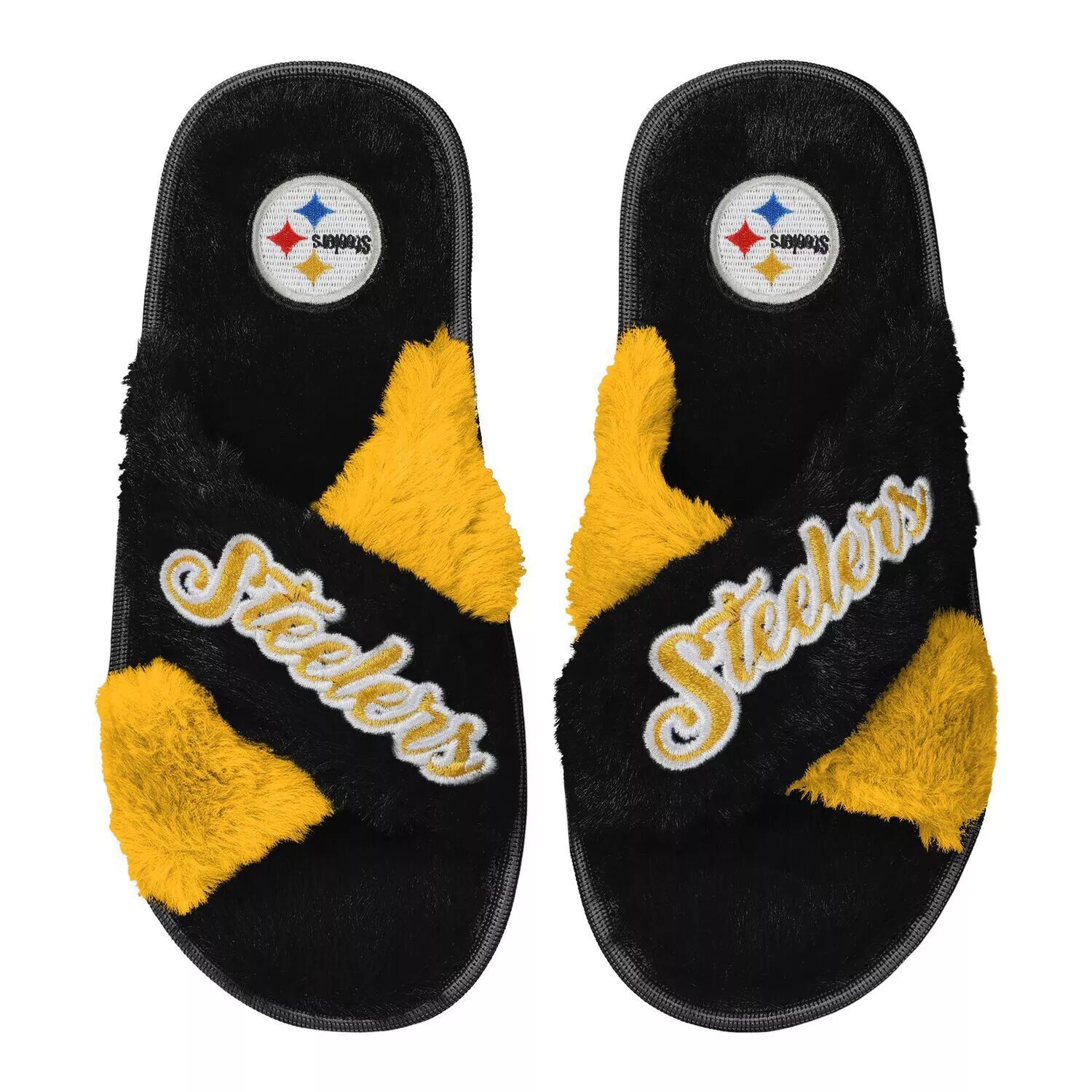 Женские двухцветные шлёпанцы из искусственного меха FOCO Black Pittsburgh Steelers
Женские двухцветные шлёпанцы из искусственного меха FOCO Black Pittsburgh Steelers