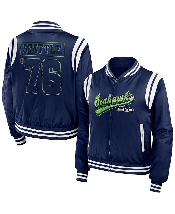 Женский темно-синий бомбер с молнией во всю длину Seattle Seahawks WEAR by Erin Andrews, синий
Женский темно-синий бомбер с молнией во всю длину Seattle Seahawks WEAR by Erin Andrews, синий