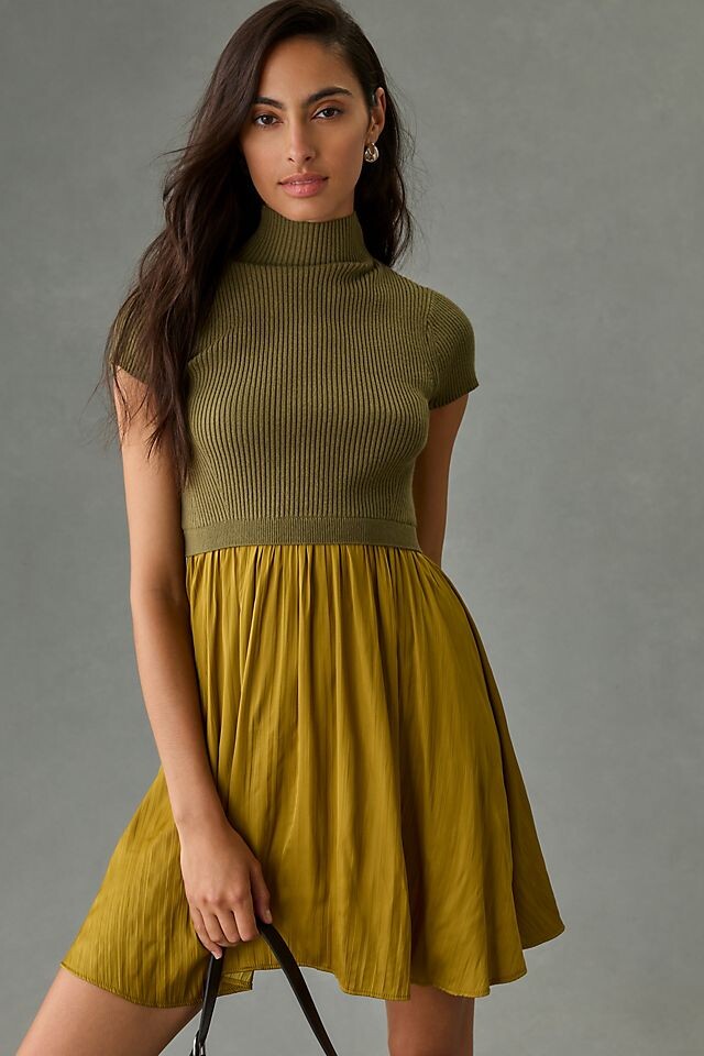 Мини-платье-свитер Anthropologie Thea с короткими рукавами, темно-зеленый
Мини-платье-свитер Anthropologie Thea с короткими рукавами, темно-зеленый