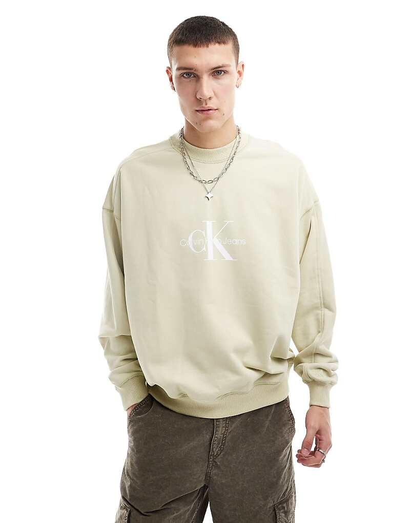 Calvin Klein Jeans - Архив - Бежевая толстовка с круглым вырезом и логотипом с монограммой
Calvin Klein Jeans - Архив - Бежевая толстовка с круглым вырезом и логотипом с монограммой