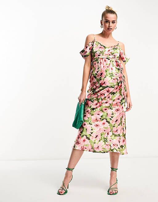 Атласное платье мидакси с открытыми плечами Hope & Ivy Maternity розового цвета с цветочным принтом, Розовый
Атласное платье мидакси с открытыми плечами Hope & Ivy Maternity розового цвета с цветочным принтом, Розовый