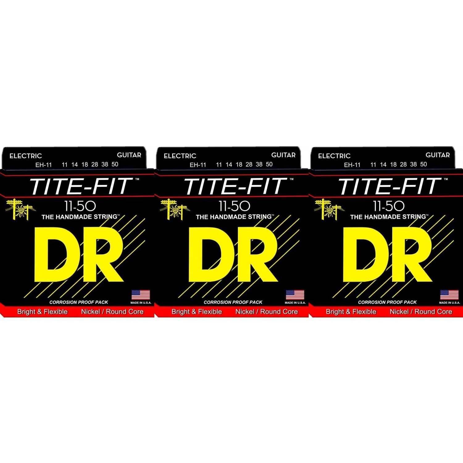 Струны для электрогитары с компрессионной обмоткой DR Strings EH-11 Tite-Fit — .011–.050 Heavy (3 шт.)
Струны для электрогитары с компрессионной обмоткой DR Strings EH-11 Tite-Fit — .011–.050 Heavy (3 шт.)