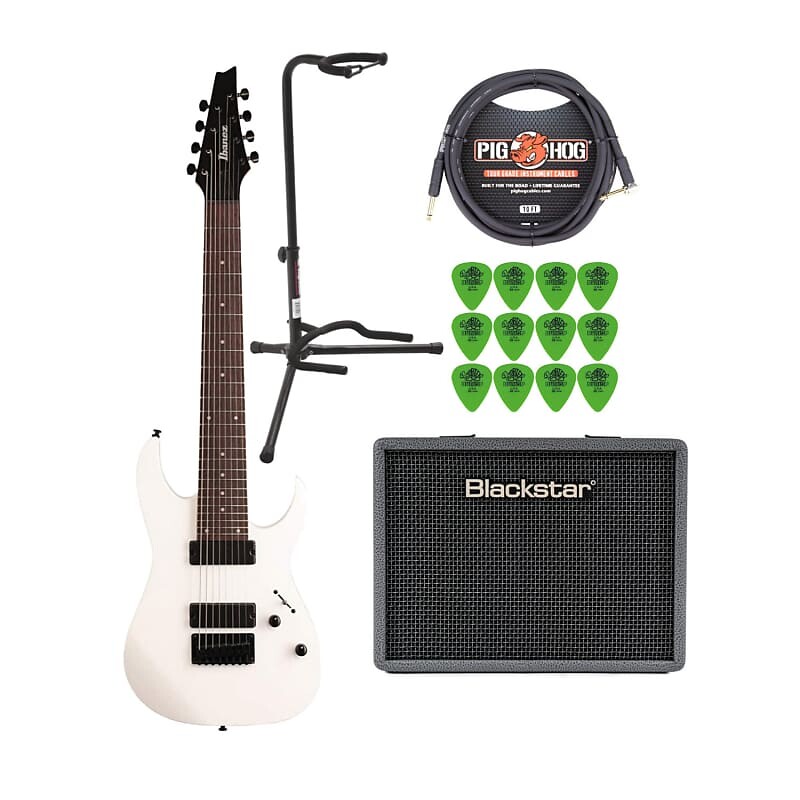 8-струнная электрогитара Ibanez RG8 (белая) в комплекте с тренировочным усилителем Debut 15E, подставкой для гитары на штативе, 10-футовым гитарным кабелем, книгой для обучения игре на гитаре и гитарными медиаторами (12 шт.)
8-струнная электрогитара Ibanez RG8 (белая) в комплекте с тренировочным усилителем Debut 15E, подставкой для гитары на штативе, 10-футовым гитарным кабелем, книгой для обучения игре на гитаре и гитарными медиаторами (12 шт.)