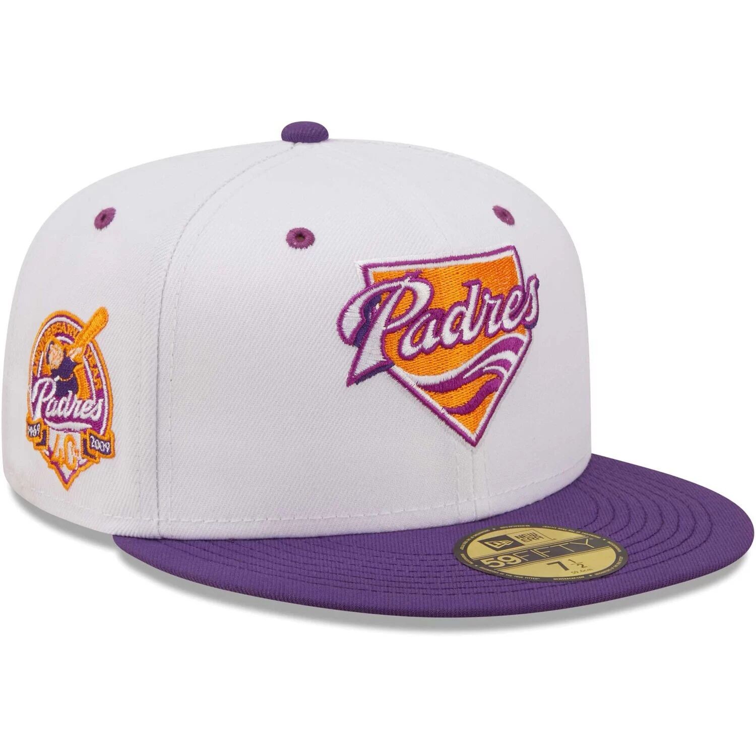 Мужская облегающая шляпа New Era белый/фиолетовый San Diego Padres 40th Anniversary Grape Lolli 59FIFTY
Мужская облегающая шляпа New Era белый/фиолетовый San Diego Padres 40th Anniversary Grape Lolli 59FIFTY