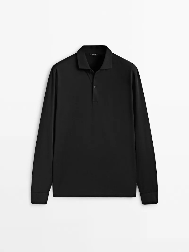 Рубашка-поло из микротекстурированного хлопка с длинными рукавами Massimo Dutti, черный
Рубашка-поло из микротекстурированного хлопка с длинными рукавами Massimo Dutti, черный