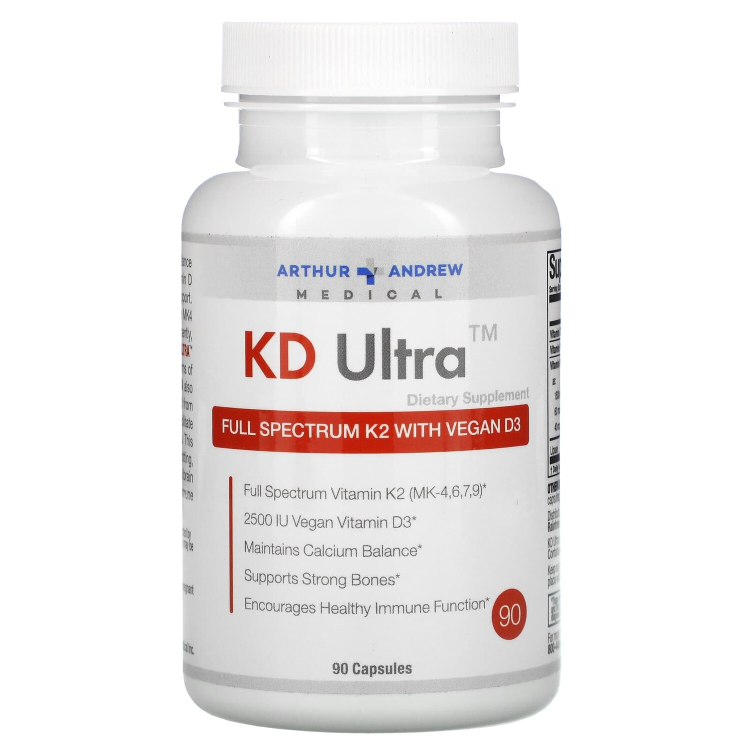 KD Ultra, полный спектр K2 с веганским витамином D3, 90 капсул Arthur Andrew Medical
KD Ultra, полный спектр K2 с веганским витамином D3, 90 капсул Arthur Andrew Medical