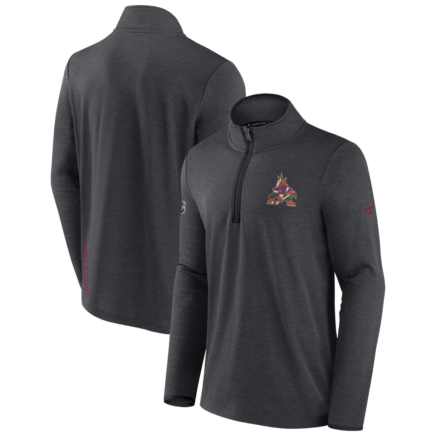 Мужская фирменная куртка Heather Charcoal Arizona Coyotes Authentic Pro Rink с молнией на четверть Fanatics
Мужская фирменная куртка Heather Charcoal Arizona Coyotes Authentic Pro Rink с молнией на четверть Fanatics