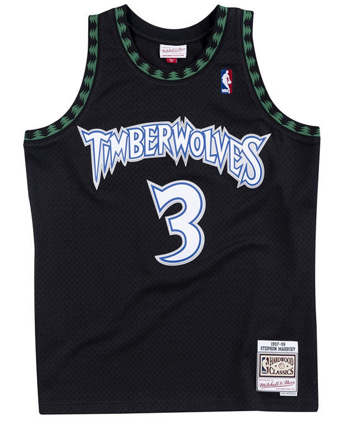 Мужская классическая джерси swingman stephon marbury minnesota timberwolves hardwood Mitchell & Ness, черный
Мужская классическая джерси swingman stephon marbury minnesota timberwolves hardwood Mitchell & Ness, черный
