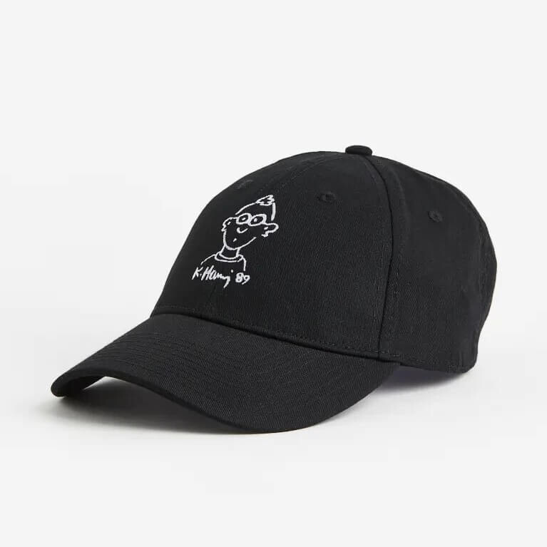 Кепка H&M Keith Haring Embroidered-design Twill, черный 
Кепка H&M Keith Haring Embroidered-design Twill, черный