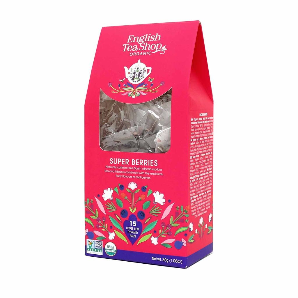 ETS - Super Berries, ORGANIC, 15 пакетиков-пирамид в бумажной коробке. English Tea Shop
ETS - Super Berries, ORGANIC, 15 пакетиков-пирамид в бумажной коробке. English Tea Shop