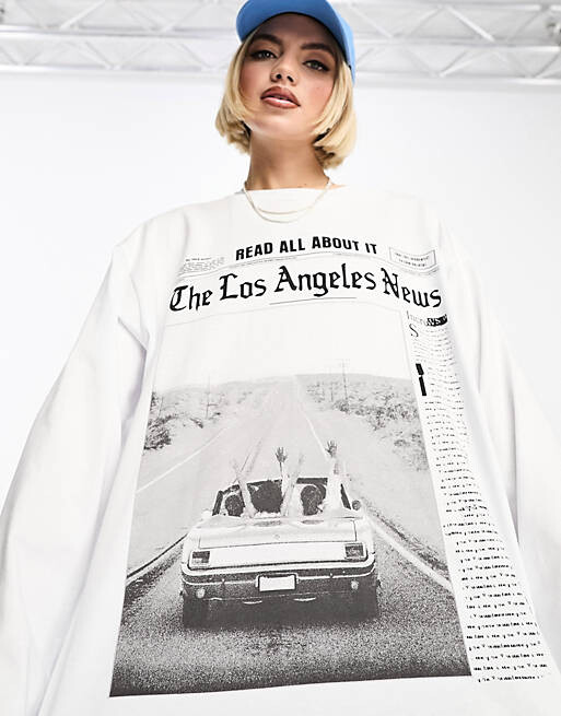 Белая футболка с длинными рукавами и изображением газеты Los Angeles ASOS DESIGN, Белый
Белая футболка с длинными рукавами и изображением газеты Los Angeles ASOS DESIGN, Белый