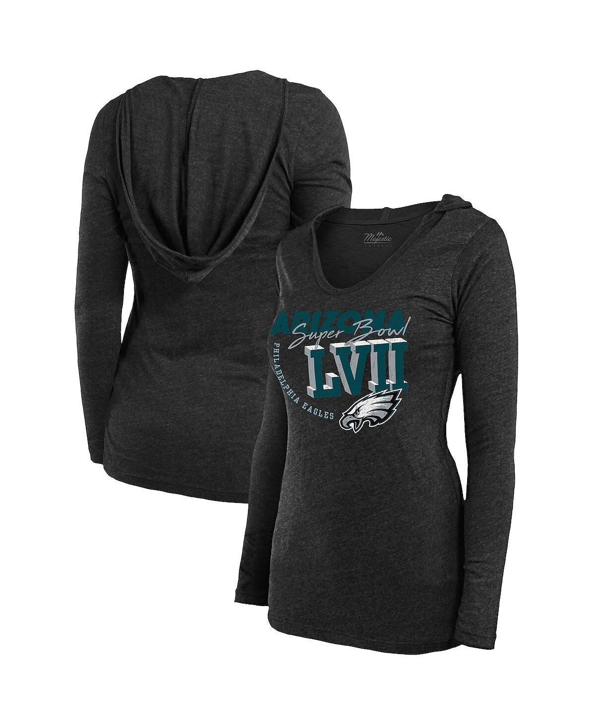 Черная женская футболка с капюшоном Philadelphia Eagles Super Bowl LVII High Tide Tri-Blend с v-образным вырезом и длинными рукавами Majestic, черный
Черная женская футболка с капюшоном Philadelphia Eagles Super Bowl LVII High Tide Tri-Blend с v-образным вырезом и длинными рукавами Majestic, черный