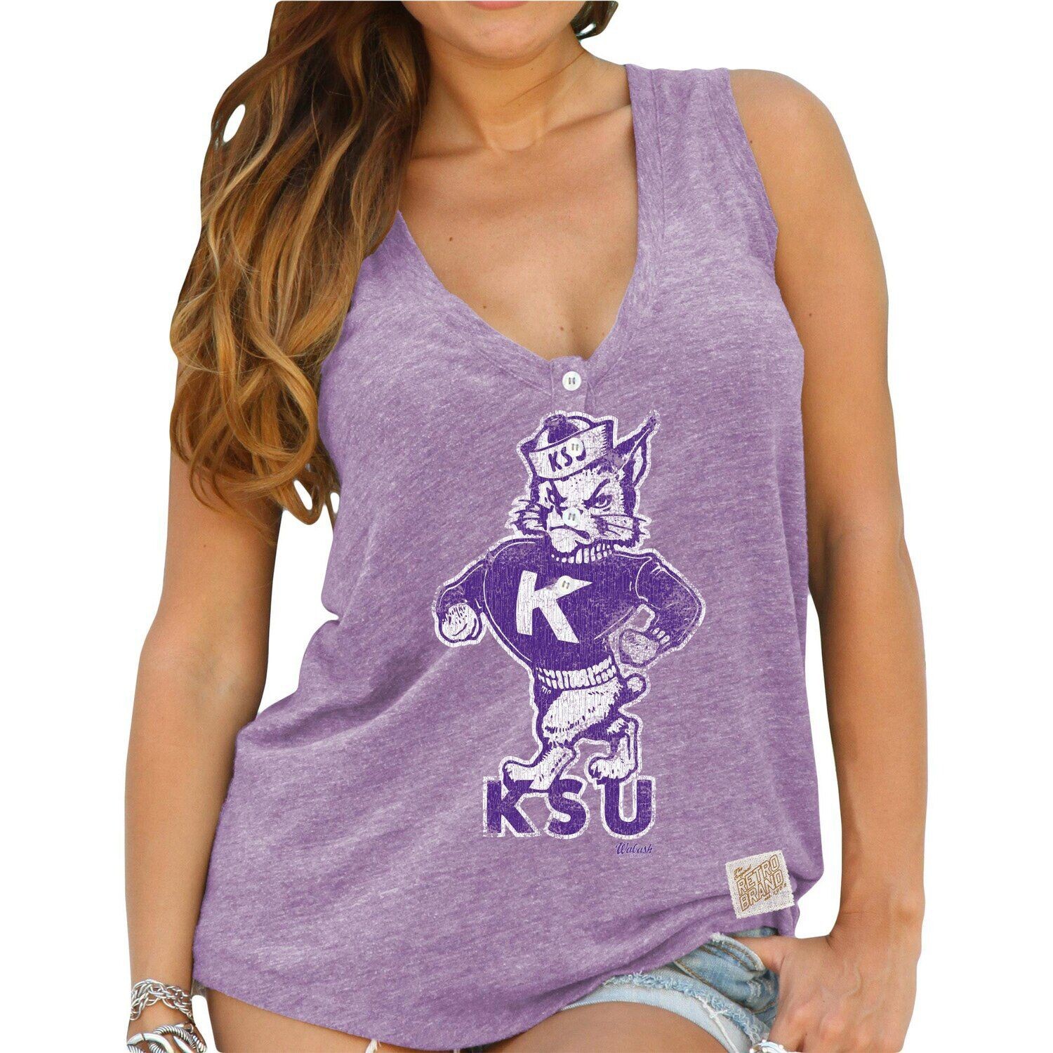 Женская оригинальная ретро-брендовая фиолетовая футболка Kansas State Wildcats, свободная майка Henley с v-образным вырезом, трехслойная майка, Фиолетовый
Женская оригинальная ретро-брендовая фиолетовая футболка Kansas State Wildcats, свободная майка Henley с v-образным вырезом, трехслойная майка, Фиолетовый
