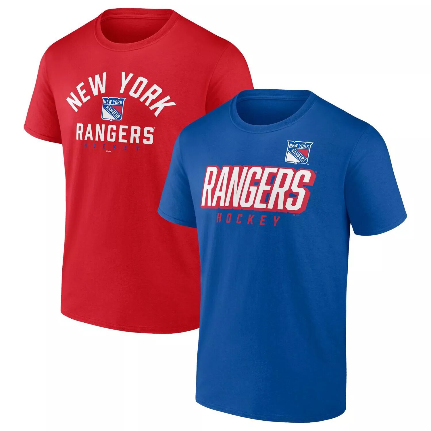 Набор из двух мужских синих футболок с фирменным знаком New York Rangers с надписью New York Rangers Fanatics, Синий
Набор из двух мужских синих футболок с фирменным знаком New York Rangers с надписью New York Rangers Fanatics, Синий