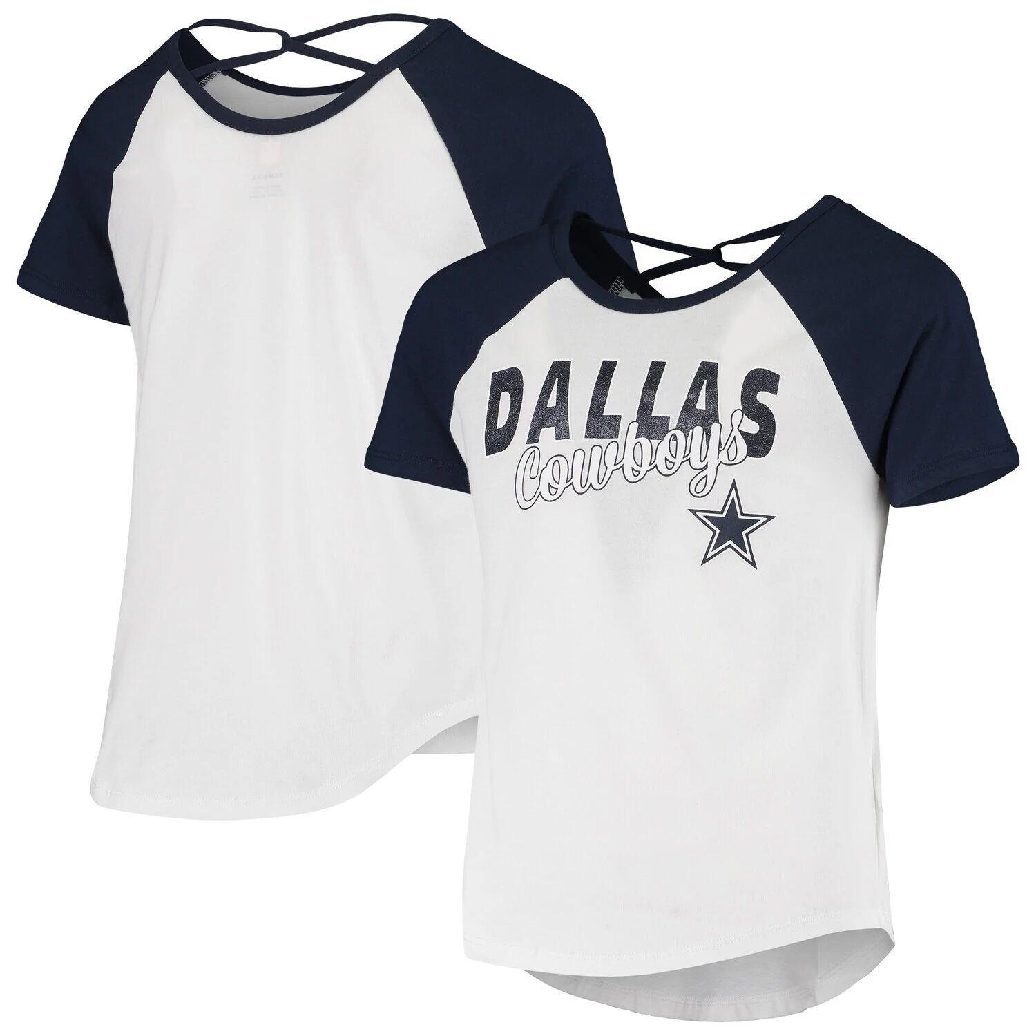 Молодежная футболка темно-синего/белого цвета Dallas Cowboys Game Day с перекрестной спинкой и регланом для девочек Outerstuff
Молодежная футболка темно-синего/белого цвета Dallas Cowboys Game Day с перекрестной спинкой и регланом для девочек Outerstuff