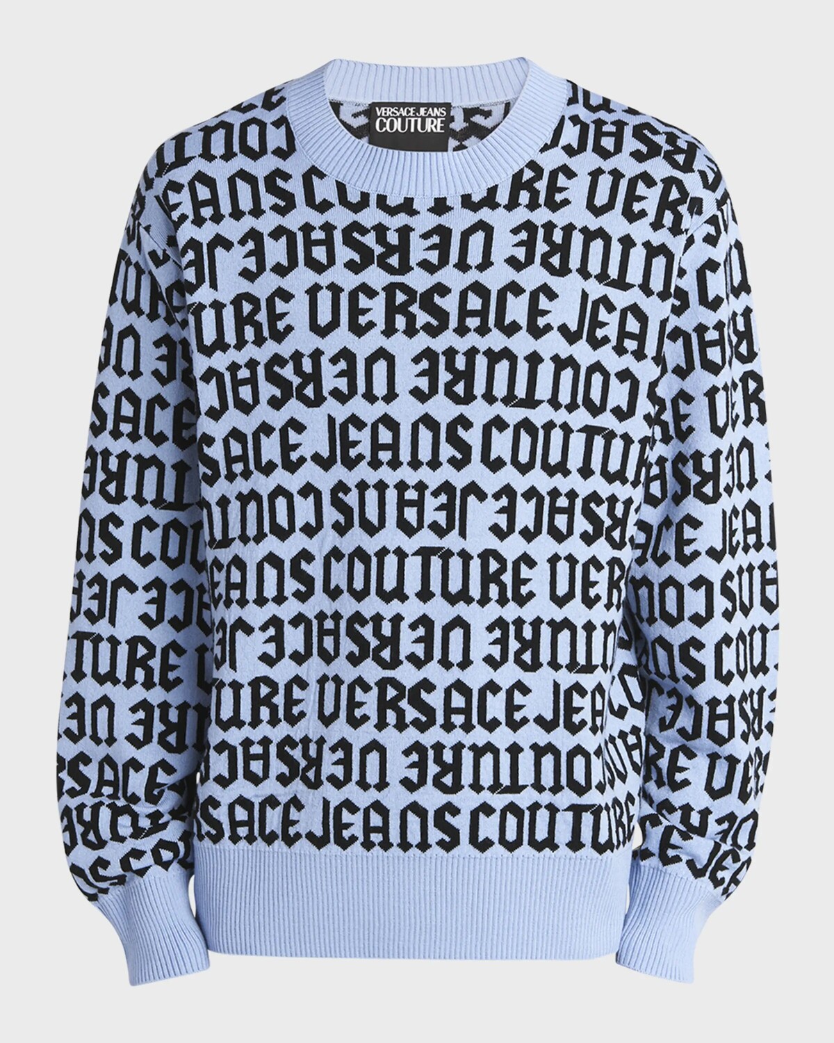 Мужской шерстяной свитер с повторяющимся логотипом Versace Jeans Couture, цвет Sky
Мужской шерстяной свитер с повторяющимся логотипом Versace Jeans Couture, цвет Sky