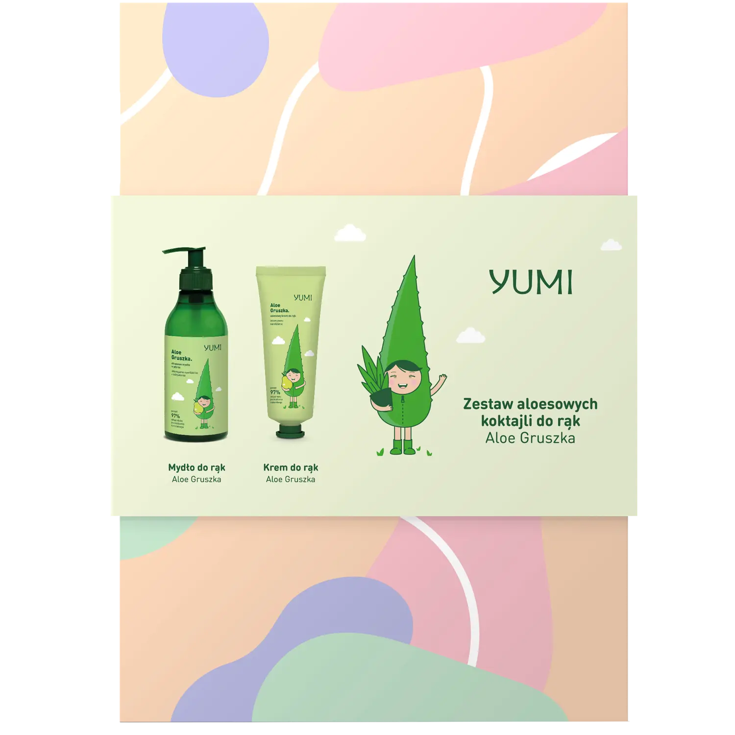 Yumi Aloes-Gruszka набор: жидкое мыло для рук, 300 мл + крем для рук, 75 мл
Yumi Aloes-Gruszka набор: жидкое мыло для рук, 300 мл + крем для рук, 75 мл