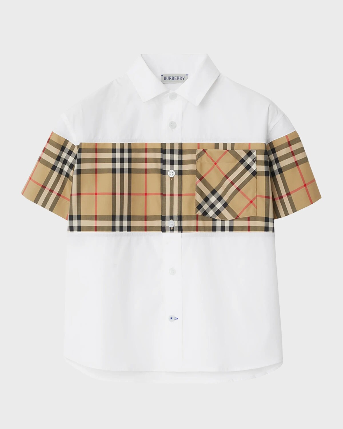 Рубашка с короткими рукавами и вставкой в клетку Devon для мальчиков Burberry, цвет White
Рубашка с короткими рукавами и вставкой в клетку Devon для мальчиков Burberry, цвет White