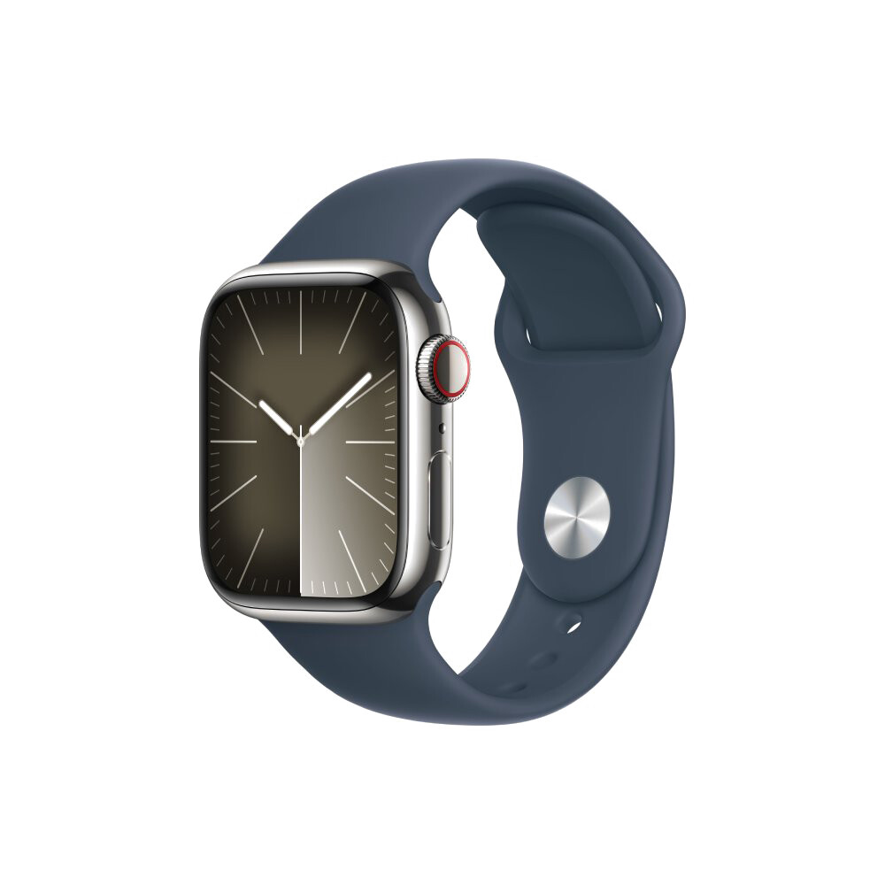 Умные часы Apple Watch Series 9 (GPS+Cellular), 41 мм, Silver Stainless Steel Case/Storm Blue Sport Band - M/L
Умные часы Apple Watch Series 9 (GPS+Cellular), 41 мм, Silver Stainless Steel Case/Storm Blue Sport Band - M/L