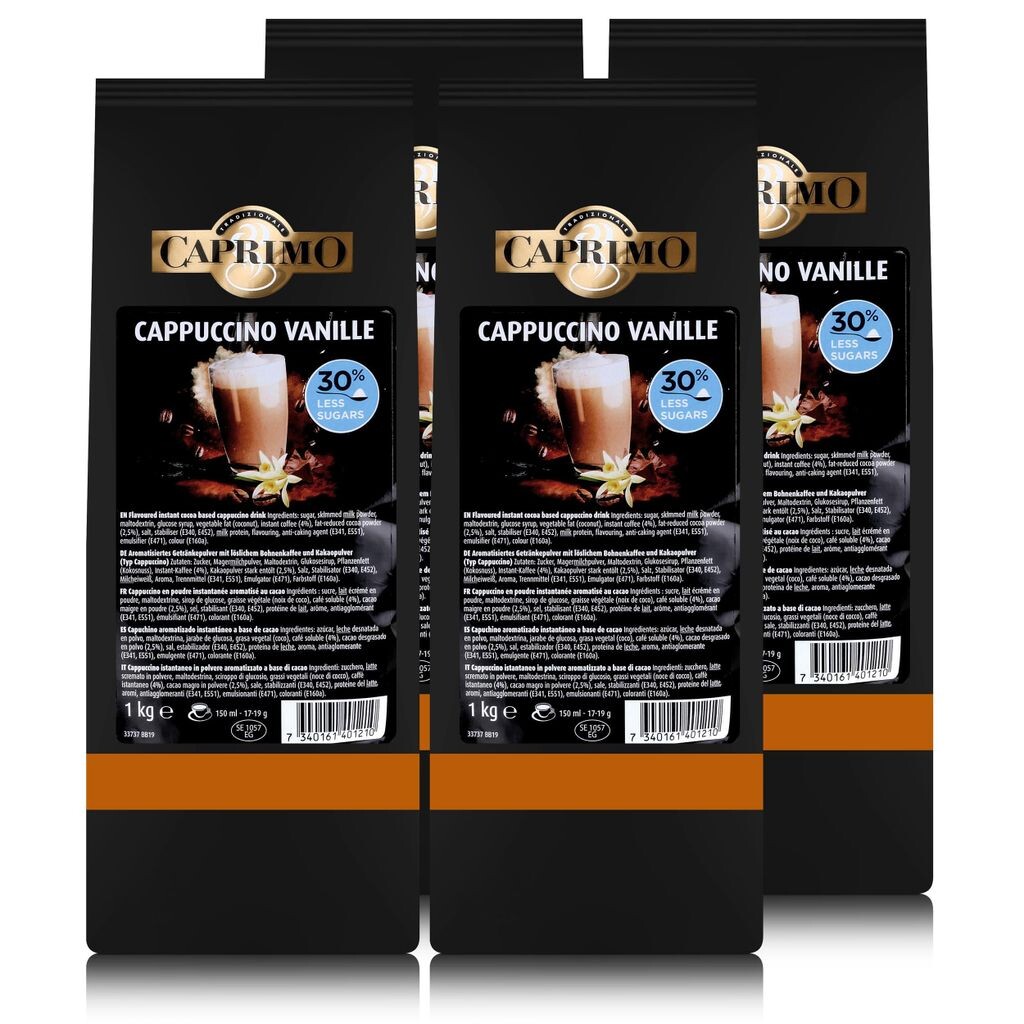 Caprimo Cappuccino Vanilla Drink Порошковый растворимый кофе 1 кг (4 шт. в упаковке)
Caprimo Cappuccino Vanilla Drink Порошковый растворимый кофе 1 кг (4 шт. в упаковке)