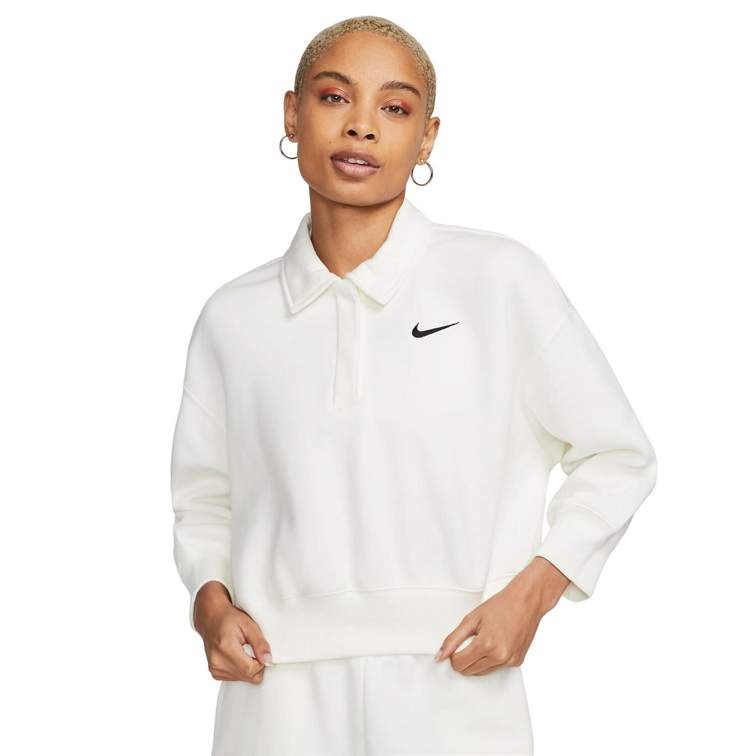 Свитшот Nike Sportswear Phoenix Fleece 3/4-Sleeve Crop Polo, серовато-белый/черный
Свитшот Nike Sportswear Phoenix Fleece 3/4-Sleeve Crop Polo, серовато-белый/черный
