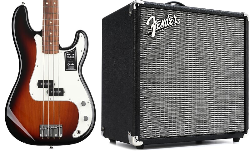 Fender Player Precision Bass — 3-тональный Sunburst с накладкой на гриф Pau Ferro и Fender Rumble 25 1x8″ 25-ваттный басовый комбоусилитель 0149803500=1 2370200000=1
Fender Player Precision Bass — 3-тональный Sunburst с накладкой на гриф Pau Ferro и Fender Rumble 25 1x8″ 25-ваттный басовый комбоусилитель 0149803500=1 2370200000=1