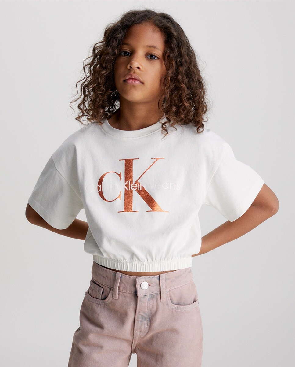 Футболка цвета слоновой кости для девушки с короткими рукавами Calvin Klein, кремовый
Футболка цвета слоновой кости для девушки с короткими рукавами Calvin Klein, кремовый