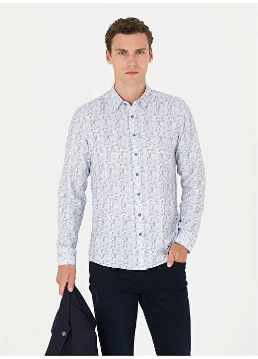 Синяя мужская рубашка Slim Fit с воротником на пуговицах с рисунком Pierre Cardin
Синяя мужская рубашка Slim Fit с воротником на пуговицах с рисунком Pierre Cardin