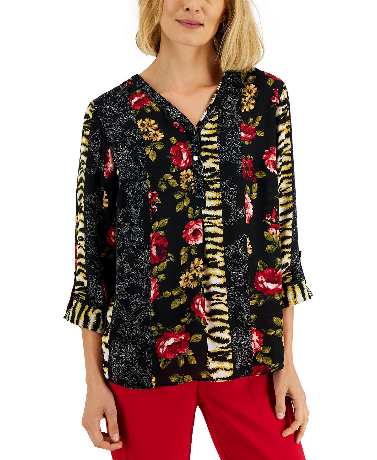 Женский топ с отворотами и рукавами с принтом, созданный для macy's JM Collection, мульти
Женский топ с отворотами и рукавами с принтом, созданный для macy's JM Collection, мульти