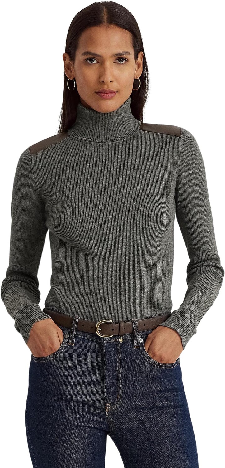 Свитер Petite Faux Leather Trim Ribbed Turtleneck LAUREN Ralph Lauren, цвет Modern Grey Heather
Свитер Petite Faux Leather Trim Ribbed Turtleneck LAUREN Ralph Lauren, цвет Modern Grey Heather