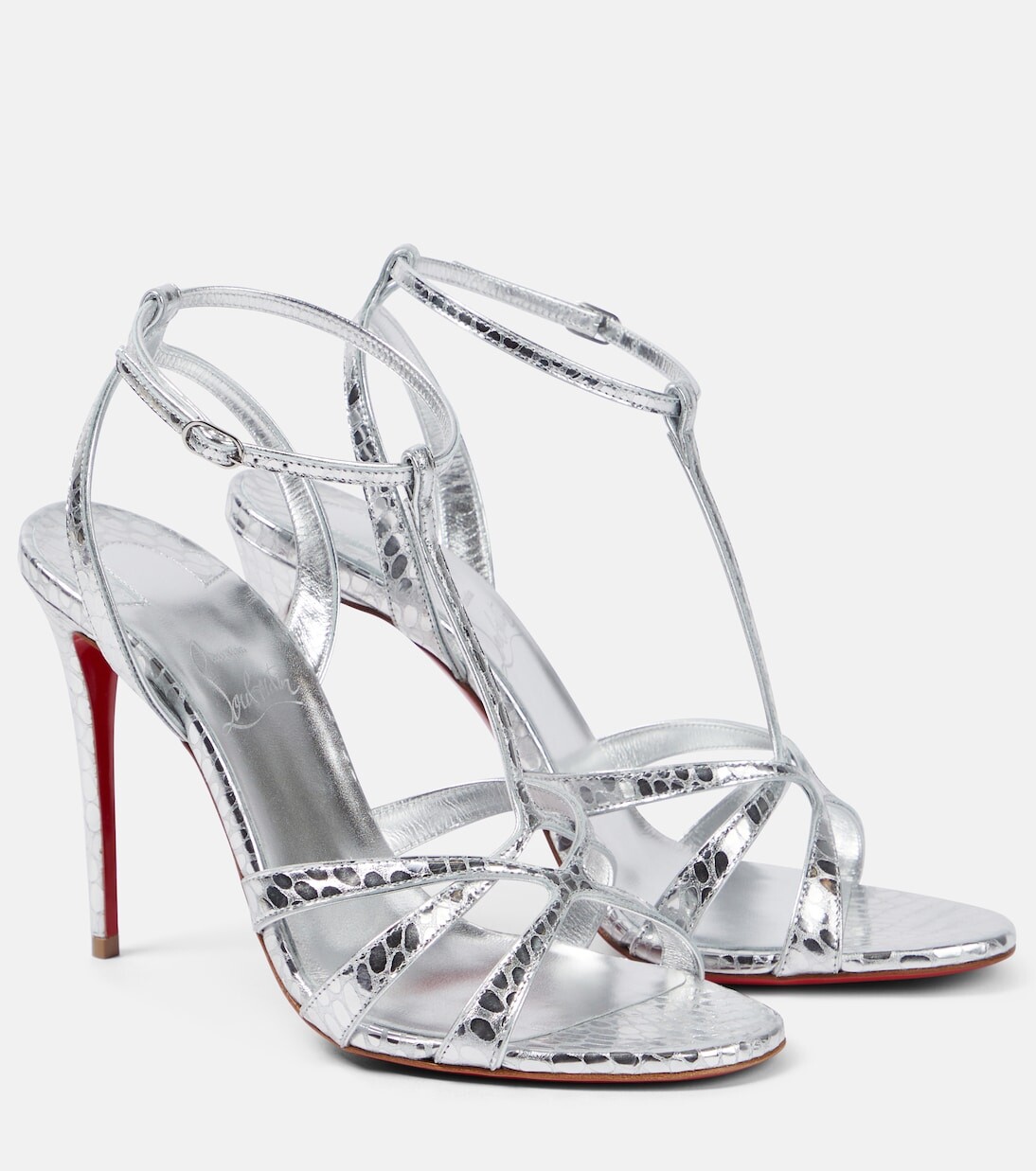 Сандалии tangueva 100 из кожи с эффектом металлик Christian Louboutin, серебряный
Сандалии tangueva 100 из кожи с эффектом металлик Christian Louboutin, серебряный