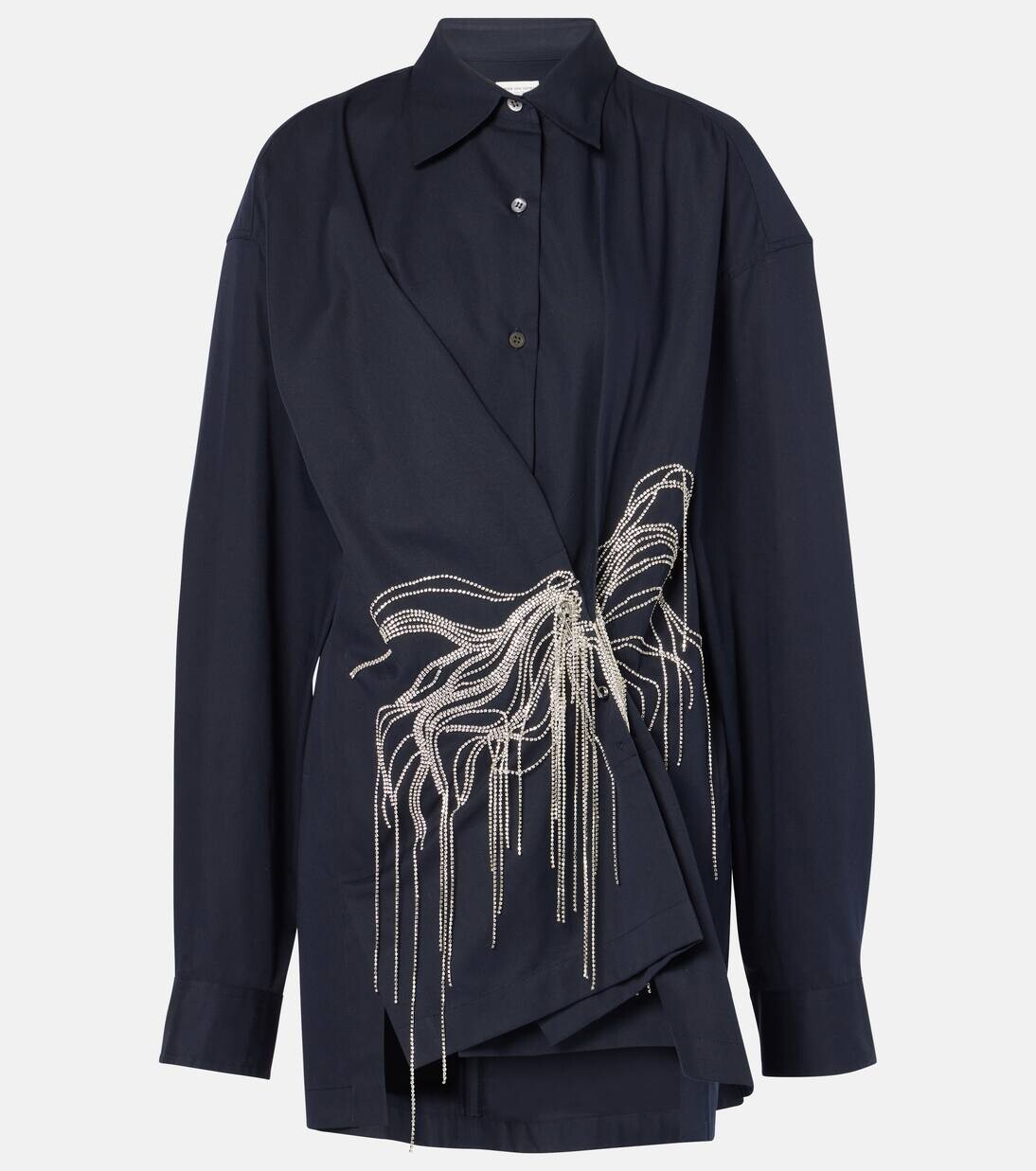 Рубашка из хлопкового габардина с драпировкой и декором Dries Van Noten, темно-синий
Рубашка из хлопкового габардина с драпировкой и декором Dries Van Noten, темно-синий