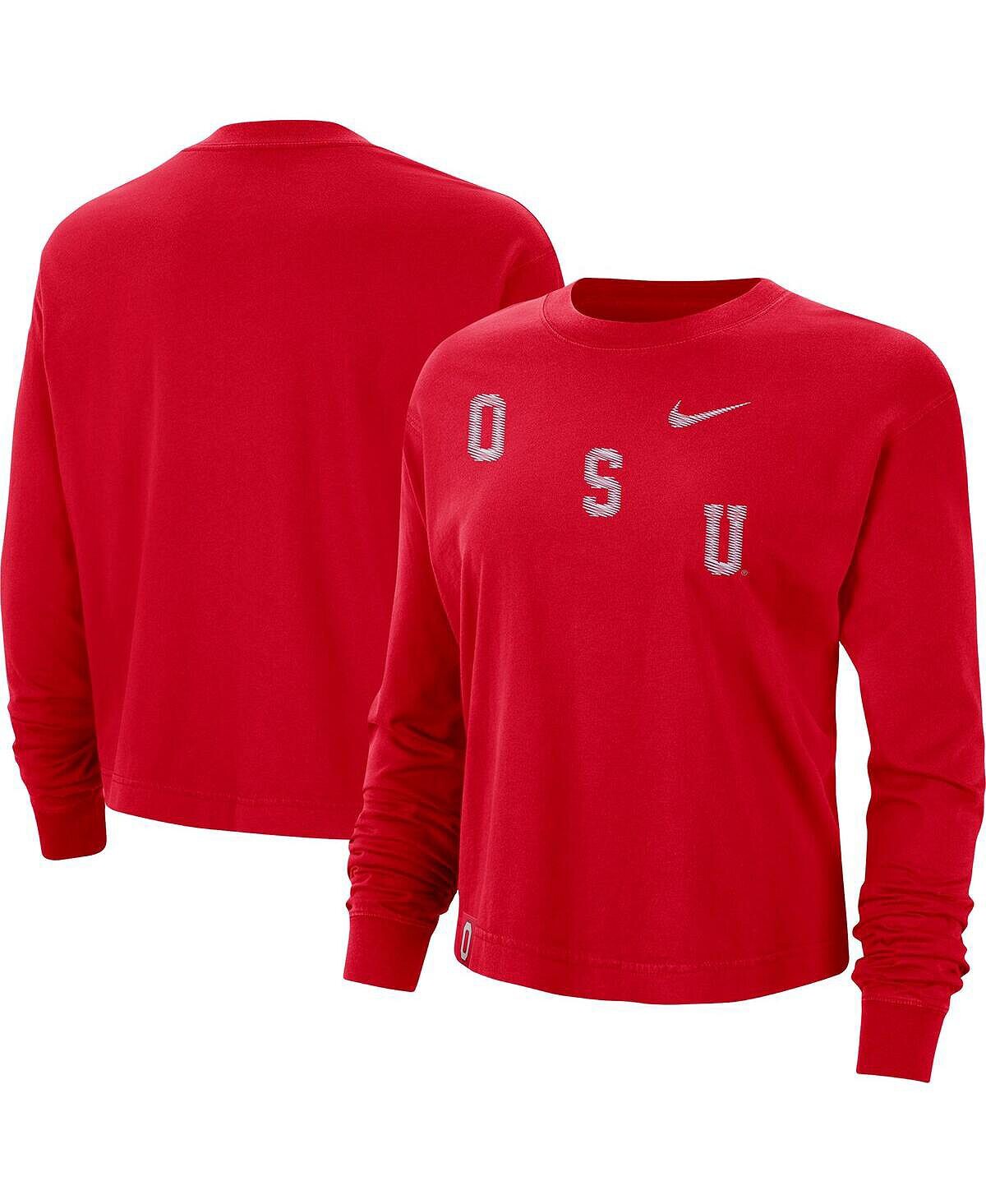 Женская свободная университетская футболка с длинными рукавами Scarlet Ohio State Buckeyes Nike
Женская свободная университетская футболка с длинными рукавами Scarlet Ohio State Buckeyes Nike