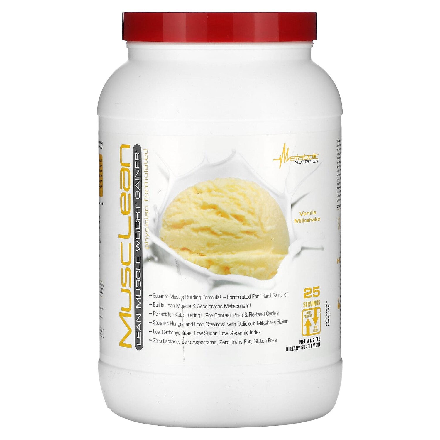 MuscLean, средство для набора мышечной массы, ванильный молочный коктейль, 2,5 фунта, Metabolic Nutrition
MuscLean, средство для набора мышечной массы, ванильный молочный коктейль, 2,5 фунта, Metabolic Nutrition