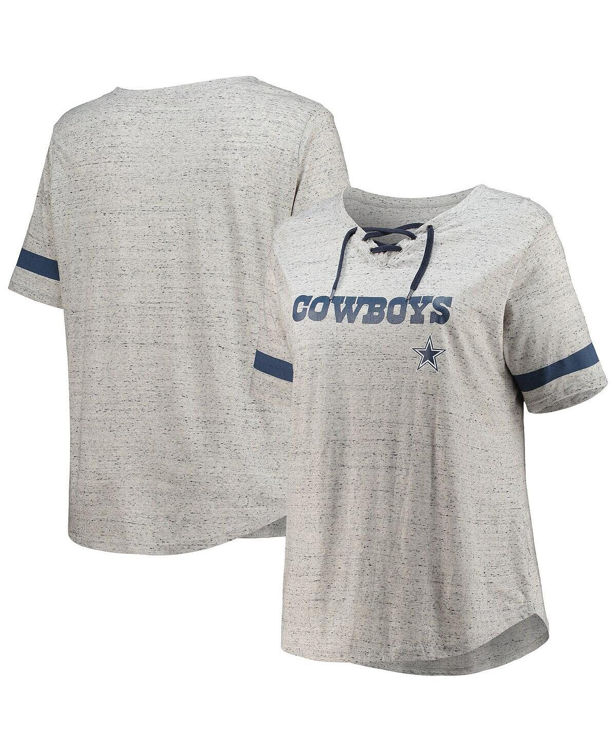 Женская серая футболка с v-образным вырезом и шнуровкой размера плюс Dallas Cowboys Profile, Серый
Женская серая футболка с v-образным вырезом и шнуровкой размера плюс Dallas Cowboys Profile, Серый