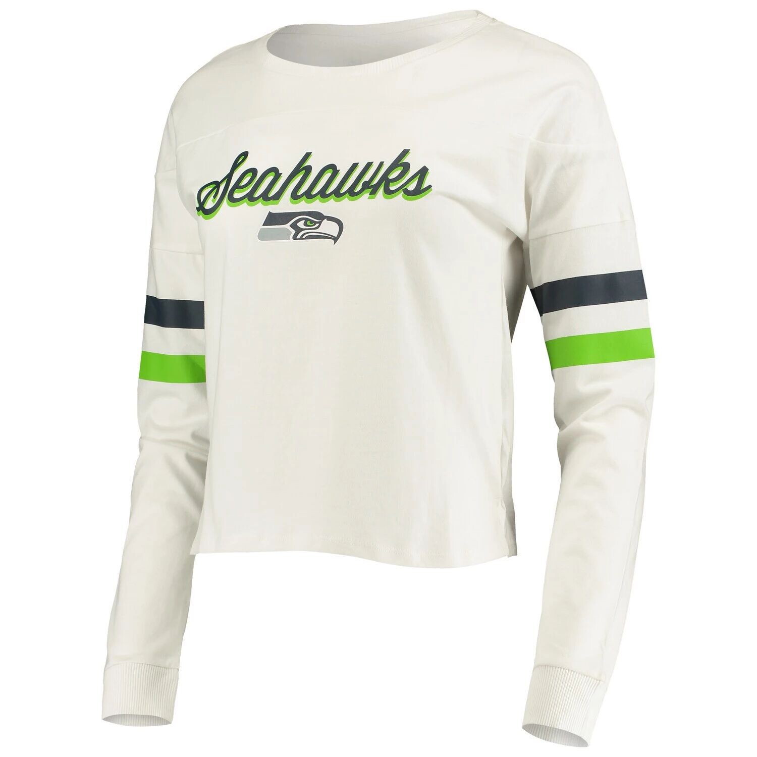 Белая укороченная футболка с длинными рукавами Juniors Seattle Seahawks Carli Outerstuff
Белая укороченная футболка с длинными рукавами Juniors Seattle Seahawks Carli Outerstuff