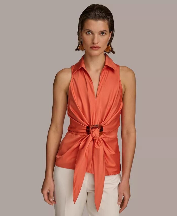 Donna Karan Женская рубашка без рукавов с завязкой спереди и воротником Donna Karan New York, оранжевый
Donna Karan Женская рубашка без рукавов с завязкой спереди и воротником Donna Karan New York, оранжевый