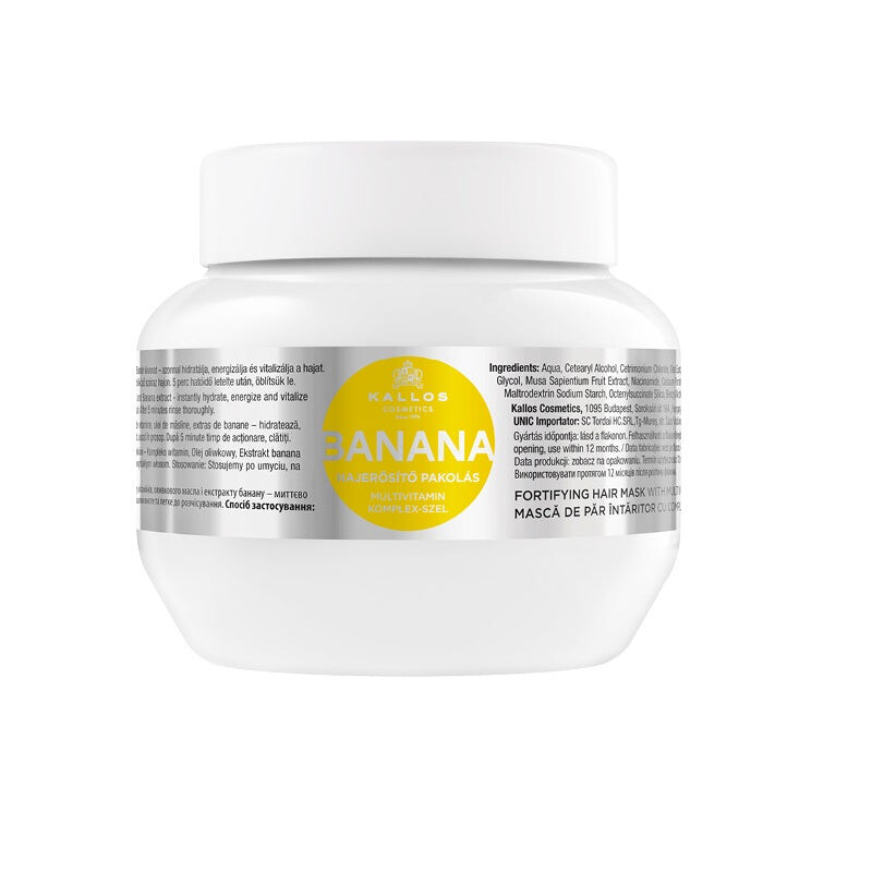 Kallos KJMN Banana Fortifying Hair Mask укрепляющая маска для волос с мультивитаминным комплексом 275мл
Kallos KJMN Banana Fortifying Hair Mask укрепляющая маска для волос с мультивитаминным комплексом 275мл