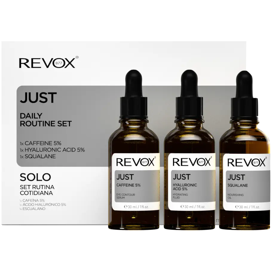 Revox Just Daily Routine Set набор: сыворотка с кофеином 5% для лица, 30 мл + сыворотка с гиалуроновой кислотой 5% для лица, 30 мл + сыворотка со скваланом для лица, 30 мл
Revox Just Daily Routine Set набор: сыворотка с кофеином 5% для лица, 30 мл + сыворотка с гиалуроновой кислотой 5% для лица, 30 мл + сыворотка со скваланом для лица, 30 мл