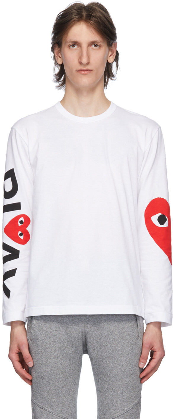 Белая футболка с длинным рукавом с большим сердцем Comme des Garçons Play, Белый
Белая футболка с длинным рукавом с большим сердцем Comme des Garçons Play, Белый