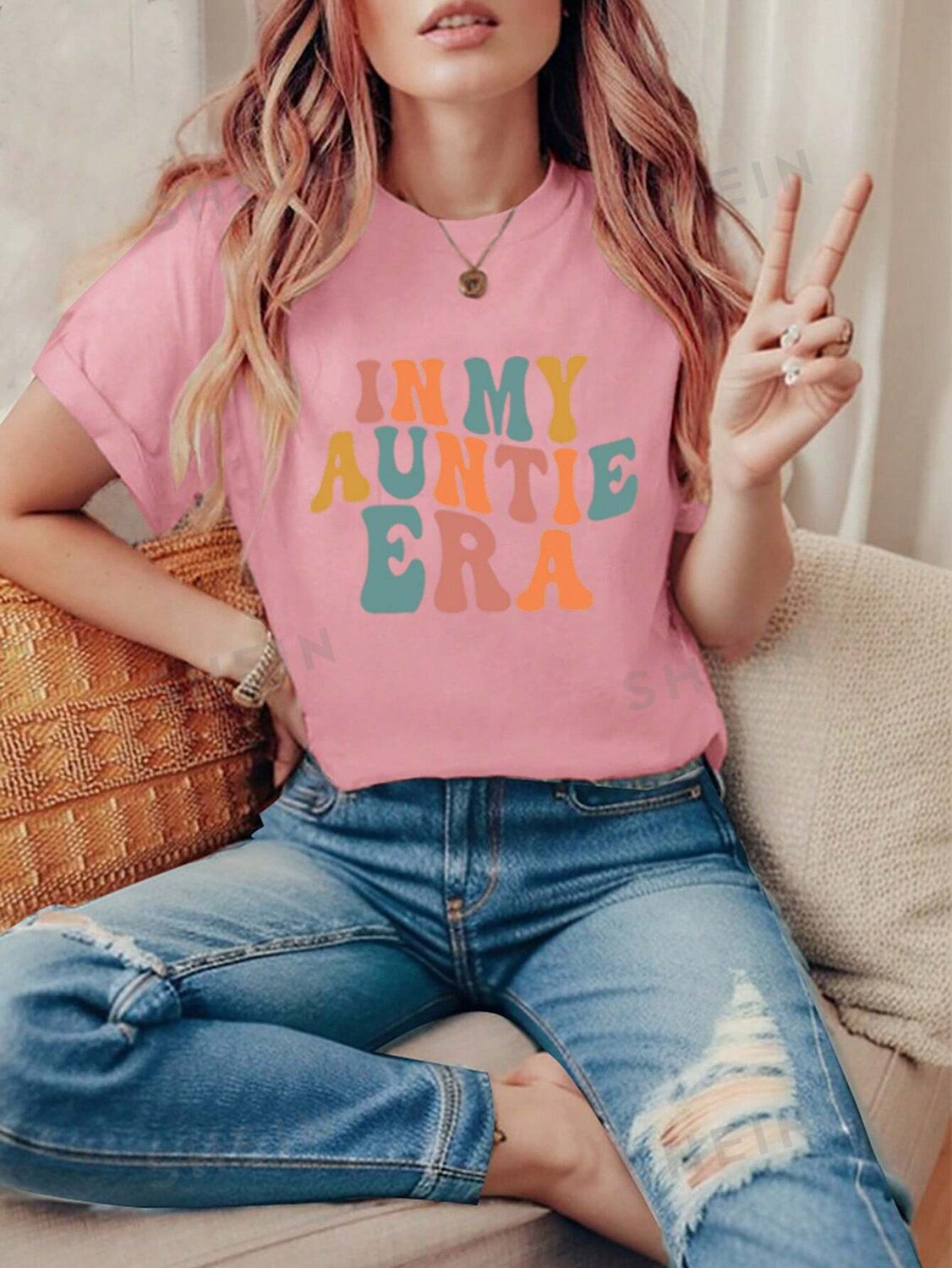 SHEIN LUNE Повседневная футболка с круглым вырезом и коротким рукавом с буквенным принтом, пыльный розовый
SHEIN LUNE Повседневная футболка с круглым вырезом и коротким рукавом с буквенным принтом, пыльный розовый