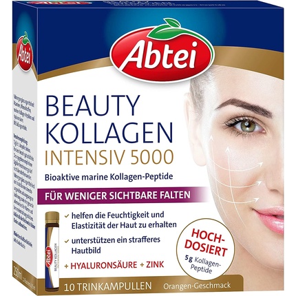 Beauty Collagen Intensiv 5000 с коллагеновыми пептидами 5G, гиалуроновой кислотой, цинком и витамином С — 10 ампул для питья без сахара, Abtei
Beauty Collagen Intensiv 5000 с коллагеновыми пептидами 5G, гиалуроновой кислотой, цинком и витамином С — 10 ампул для питья без сахара, Abtei