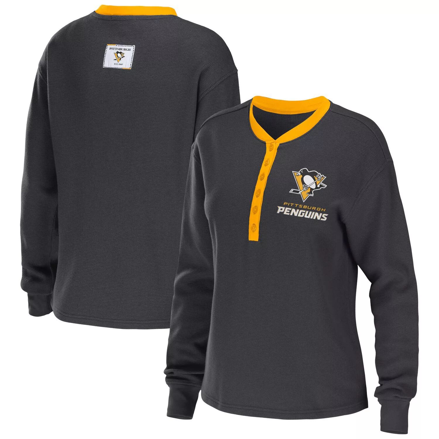 Женская футболка WEAR by Erin Andrews Charcoal Pittsburgh Penguins Waffle Henley с длинным рукавом
Женская футболка WEAR by Erin Andrews Charcoal Pittsburgh Penguins Waffle Henley с длинным рукавом