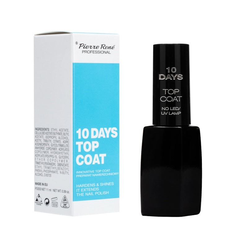 Pierre Rene Верхнее покрытие 10 Days Top Coat, продлевающее стойкость маникюра 11мл
Pierre Rene Верхнее покрытие 10 Days Top Coat, продлевающее стойкость маникюра 11мл